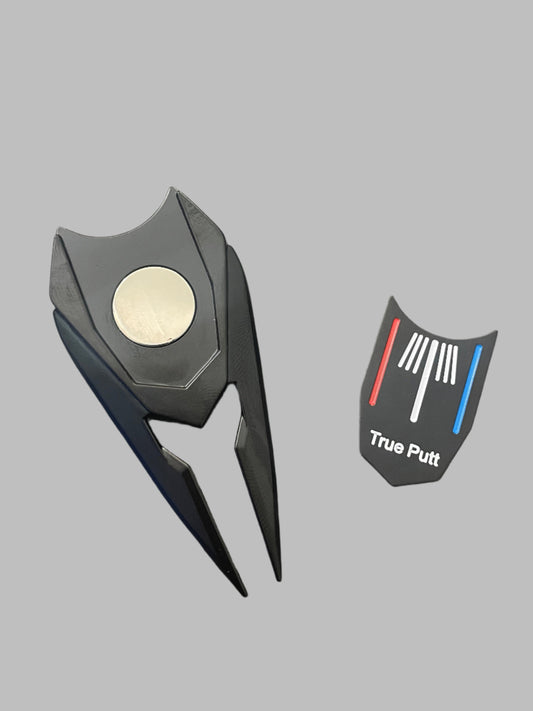 True Putt Golf Divot Tool with Hat/Belt Clip and Magnetic Ball Maker Alignment Tool