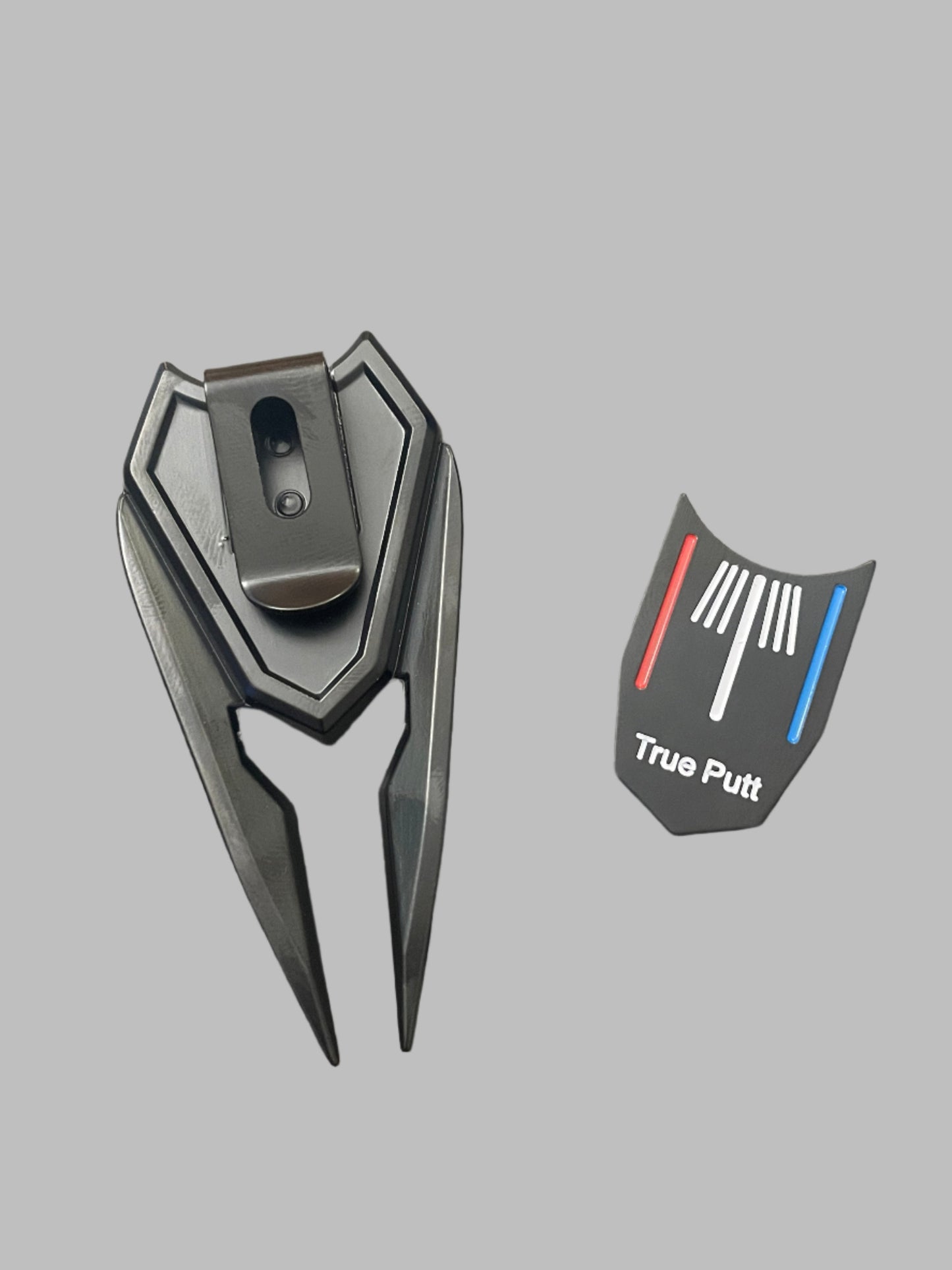 True Putt Golf Divot Tool with Hat/Belt Clip and Magnetic Ball Maker Alignment Tool