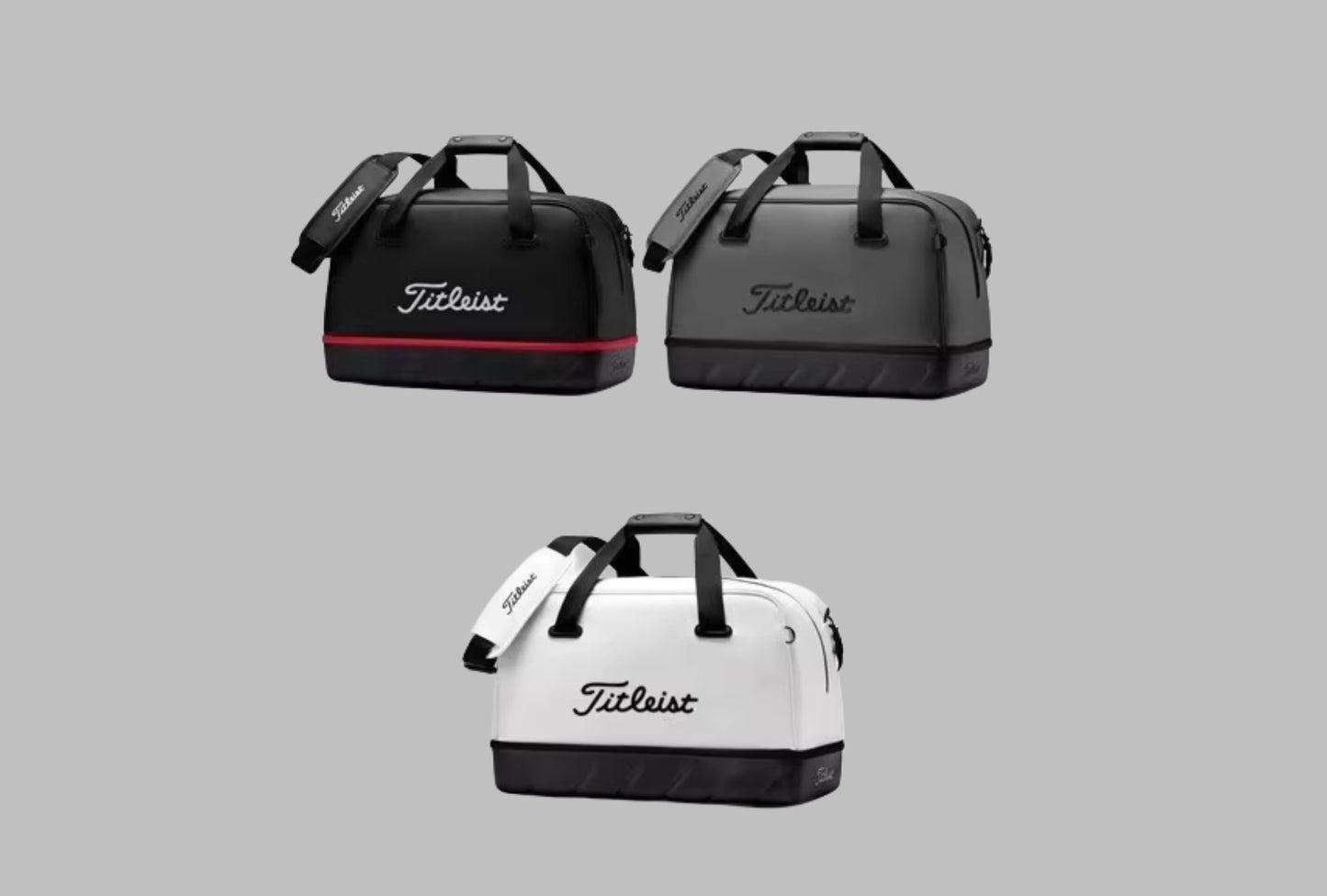 Titleist Boston Bag Large White Black Travel Bag Bottom Compartment