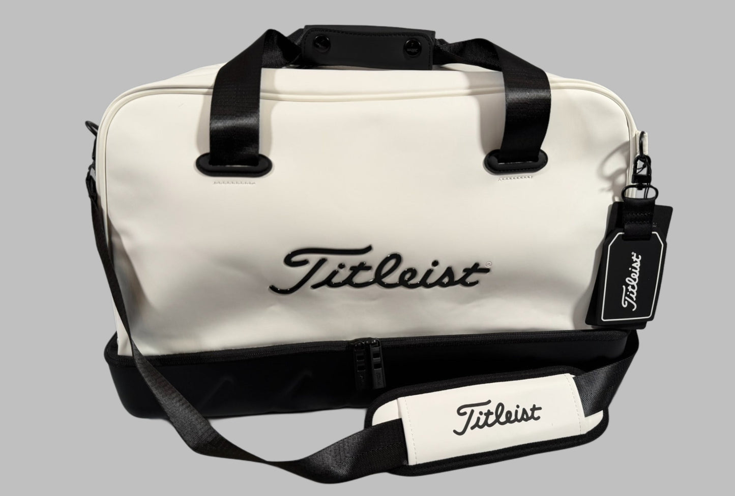 Titleist Boston Bag Large White Black Travel Bag Bottom Compartment