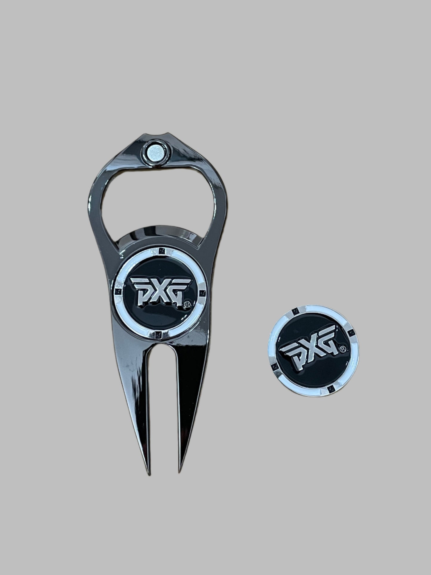 PXG Golf Divot Tool Ball Marker and Bottle Opener Charcoal Gray