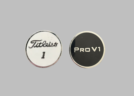 Titleist Pro V1 Ball Marker 2 Sided White Black Black Silver