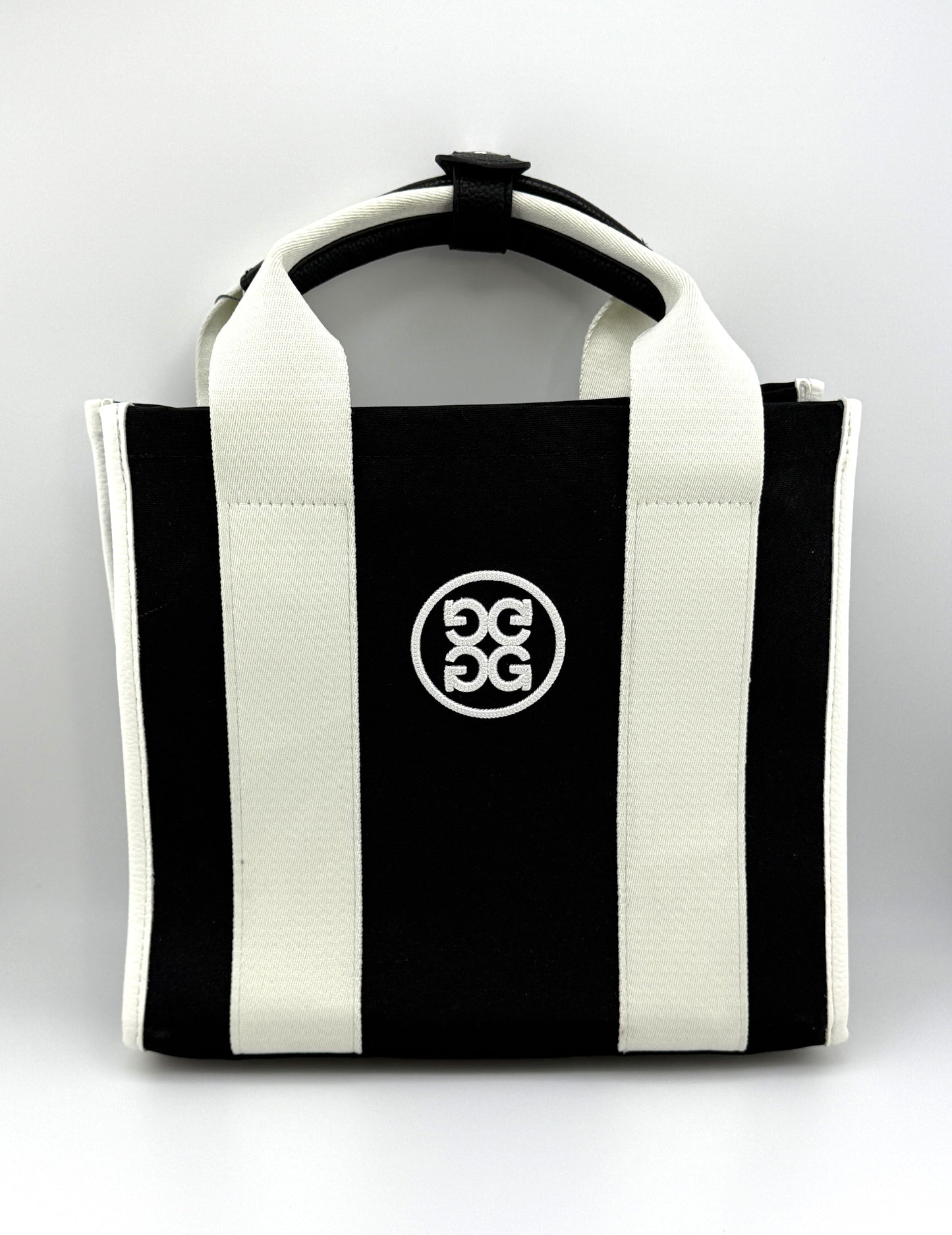 G/FORE PRAY FOR BIRDIES Square Bag Black Canvas Tote Bag with Shoulder Strap