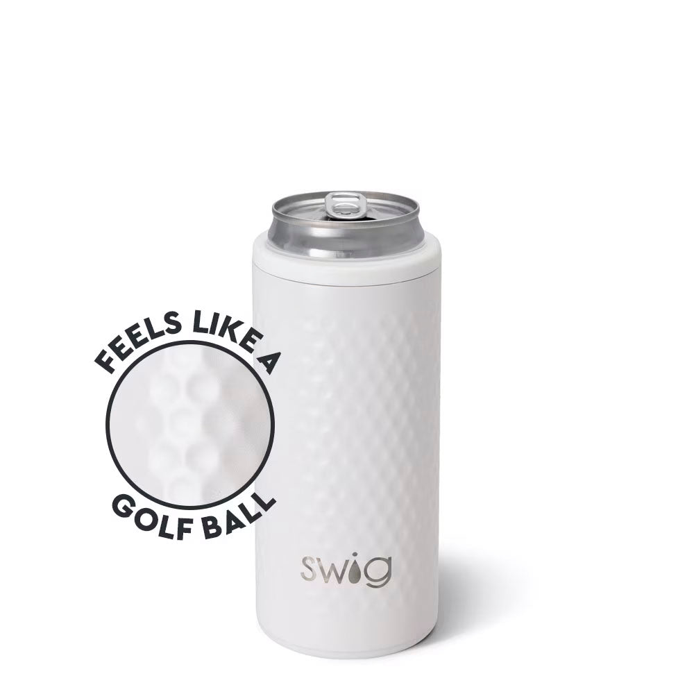 Swig Life Golf Ball 12oz Skinny Can Cooler, Insulated Slim Can Holder, Stainless Steel Cooler