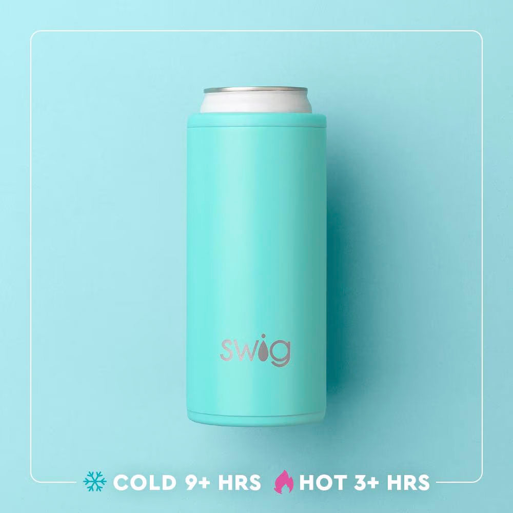 Swig Life Golf Ball 12oz Skinny Can Cooler, Insulated Slim Can Holder, Stainless Steel Cooler